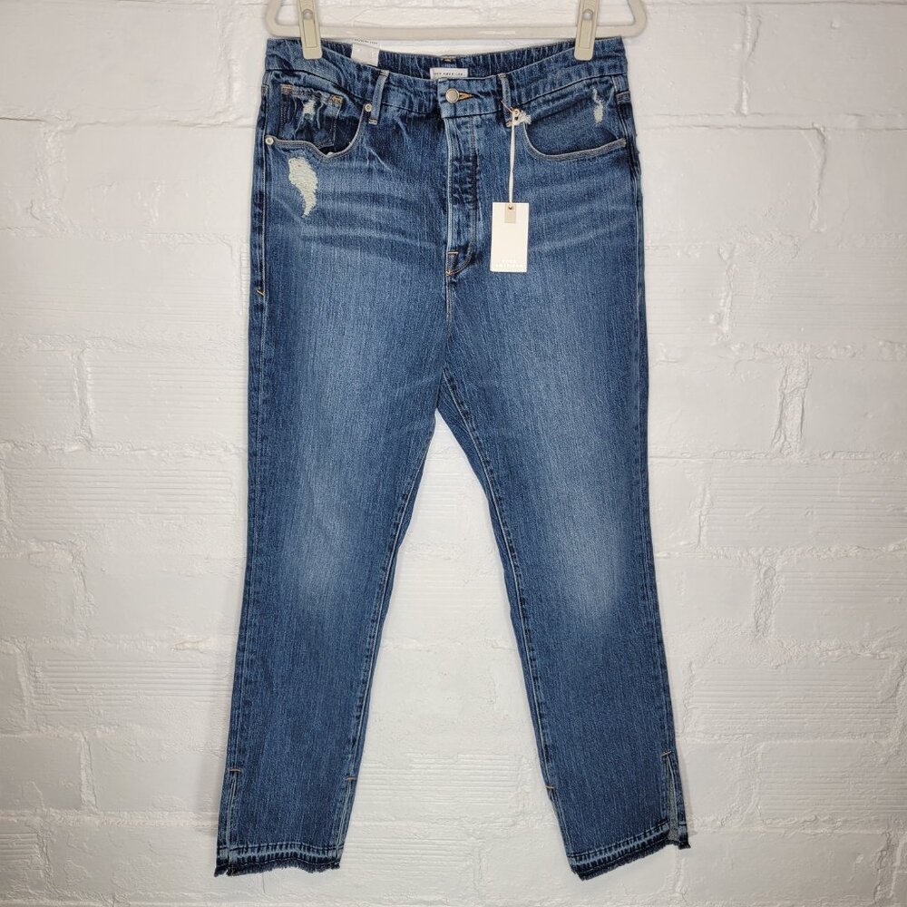 NWT Good American Women's Size 14 Jeans Good Boy Curvy Button Fly Split Hem Cuff